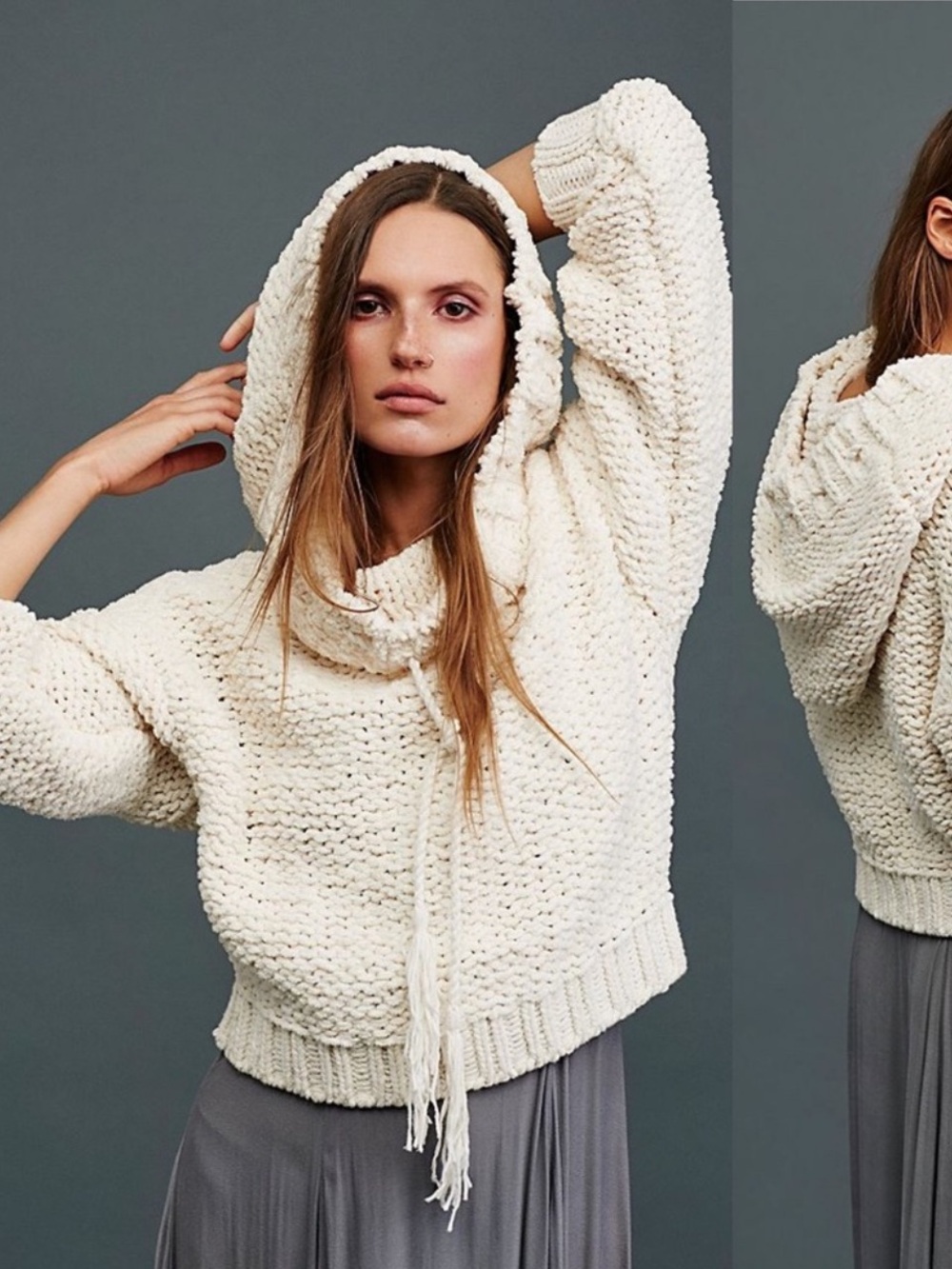 Free People Anemone Pullover cream white chunky knit